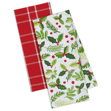 Assorted Boughs Of Holly Dishtowel, Set Of 2