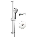 MCN Faucets - Fresh Thermostatic Handheld Shower Set, Brushed Nickel - Confident lines, soft brushed nickel, and effortless elegance make the Fresh Thermostatic Handheld Shower Set a modern day treasure. Including the base, knob, and gorgeous handheld shower, this system locks in and maintains your desired water temperature precisely to prevent any unpleasant hot or cold surprises. With simple yet alluring geometric inspired design, its versatility and eye-catching sophistication helps transform your bathroom into the luxurious contemporary paradise of your dreams. Authentically crafted in Italy.