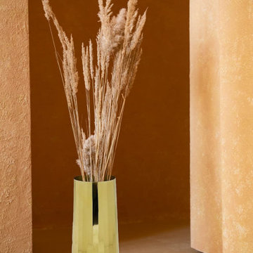 Serene Spaces Living Modern Cylinder Metal Flower Vase, Gold, Large