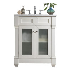 30 inch Single Sink Bathroom Vanity White Finish Solid Top - Bathroom Vanities And Sink Consoles