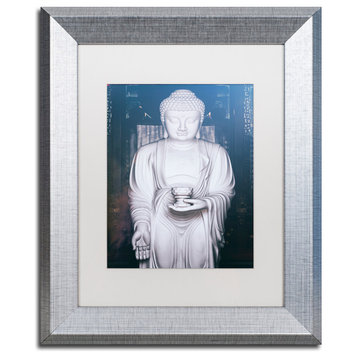 Philippe Hugonnard 'White Buddha' Art, Silver Frame, White Matte, 14"x11"
