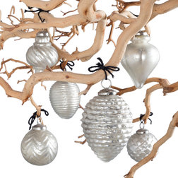 Rustic Christmas Ornaments Fiona Mercury Glass Ornaments, Antique Silver