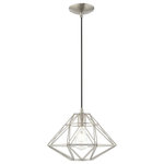 Livex Lighting - Livex Lighting 41323-91 Geometric Shade - 13.5" One Light Mini Pendant - This mini pendant features a antique brass angularGeometric Shade 13.5 Brushed Nickel Brush *UL Approved: YES Energy Star Qualified: n/a ADA Certified: n/a  *Number of Lights: Lamp: 1-*Wattage:60w Medium Base bulb(s) *Bulb Included:No *Bulb Type:Medium Base *Finish Type:Brushed Nickel