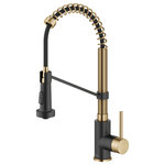 Kraus USA - Bolden Commercial Style 2-Function Pull-Down 1-Handle 1-Hole Kitchen Faucet, Brushed Brass/ Matte Black - KRAUS Bolden Commercial Style 2-Function Single Handle Pull-Down Kitchen Faucet in Brushed Brass / Matte Black