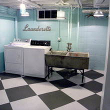 unfinished laundry room