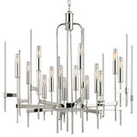Hudson Valley Lighting - Bari, Sixteen Light Chandelier, Polished Nickel Finish, Clear Glass - Stunning Italian lighting is synonymous with a glamorous mix of materials, set in a shimmering matrix of linear metalwork. Bari pays homage to Italy's mid-century design icons with its multi-tiered composition of polished glass rods, perpendicular flat metal arms, and super skinny lamp holders. Cylindrical tungsten Bulbs (Not Included) provide attractive accents, sleekly integrated to the fixtures' form.