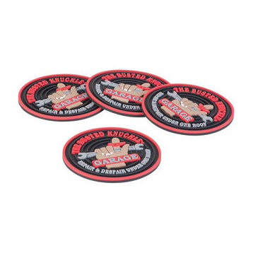 Busted Knuckle Garage Rubber Coasters, Set of 4