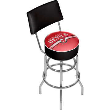 NHL Swivel Barstool With Back, New Jersey Devils