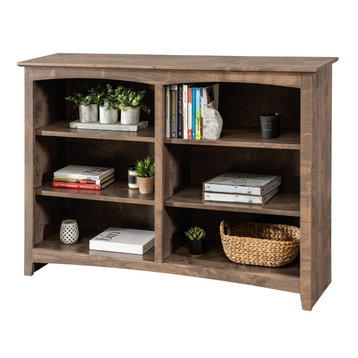 Solid Wood Six Shelf Bookcase, Sandy Gray