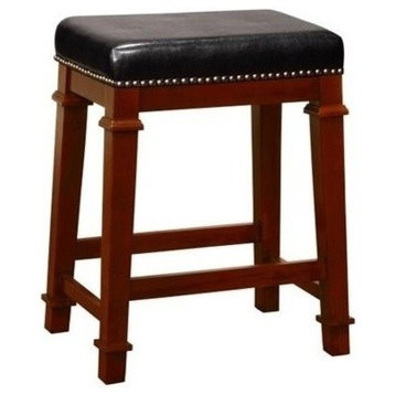 Linon Kennedy 24" Wood Counter Stool in Cherry Brown