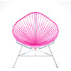 Acapulco Chair With Chrome Frame, Pink Weave