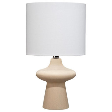Curvy Pebbled Beige Ceramic Table Lamp Neutral 16.5 in Contemporary High Bottle