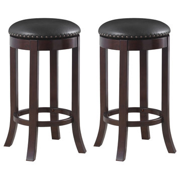 Aboushi Swivel Bar Stools With Upholstered Seat Brown, Set of 2