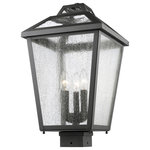 Z-Lite - Z-Lite 539PHBS-BK Bayland 3 Light Outdoor Post Mount Light in Black - The Bayland family features clear seedy glass set against its black colored frame. The multi stepped top crowns this elegant fixture. The fixtures are constructed high quality cast aluminum.