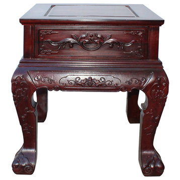 Chinese Oriental Suan Zhi Rosewood Foo Dogs Motif Tea Table Stand Hcs4536