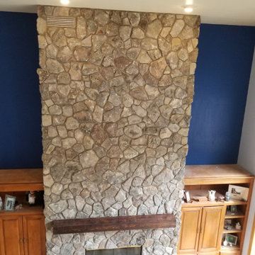 Moss Rock Mosaic Real Thin Stone Veneer Interior Fireplace