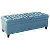 GDF Studio Laguna Tufted Storage Ottoman, Fabric Blue