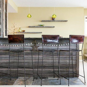 Barn Wood Bar Wrap, Dart Board Backing and Floating Shelves (2)