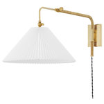Hudson Valley Lighting - Dorset 1-Light Wall Sconce by Mark D. Sikes, Aged Brass, Opal Shiny Shade - Natural materials complement the structured silhouettes in the Dorset series. Pleated shades, wrapped rattan and brass accents combine beautifully in these elegant designs. Available as a wall sconce, pendant, floor lamp and table lamp.