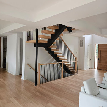 Project #124 | Contemporary Red Oak and Steel Staircase