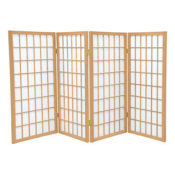 3' Tall Window Pane Shoji Screen, Natural, 4 Panels