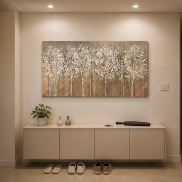 Large Modern Abstract Birch Tree Canvas Art For Entryway
