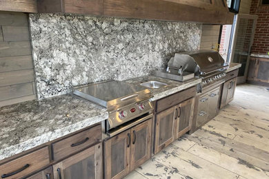 Inspiration for a large rustic galley kitchen remodel in Other with a single-bowl sink and white countertops