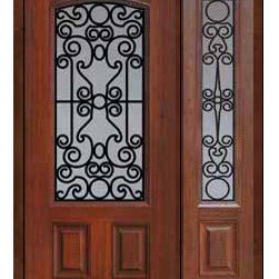 Prehung Side light Door 80 Fiberglass Genoa Arch Lite GBG Glass - Front Doors