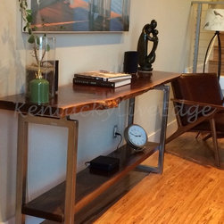 Walnut and Steel Modern Console Table - Console Tables