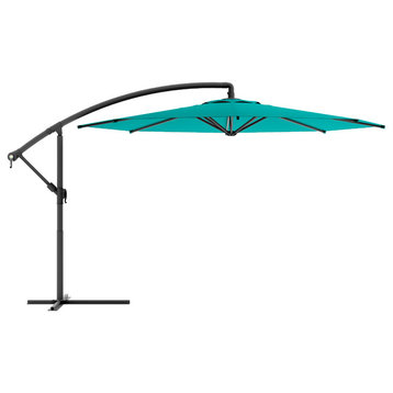 Corliving Offset Patio Umbrella, Turquoise Blue