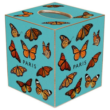 Paris with Monarchs Turquoise Tissue Box Cover