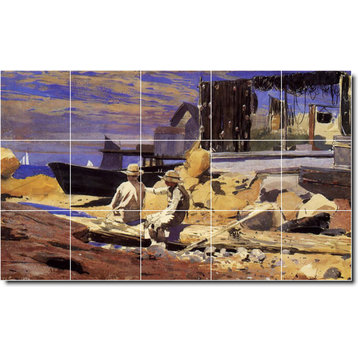Winslow Homer Waterfront Painting Ceramic Tile Mural #461, 40"x24"