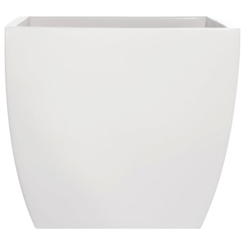 Pacifica Square Curved Planter Box, White, 12"x12"x11"