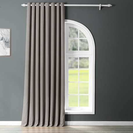Neutral Gray Grommet Doublewide Room Darkening Curtain Single Panel, 100"x120"