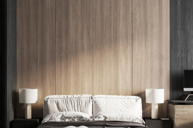 Example of a minimalist bedroom design in Other