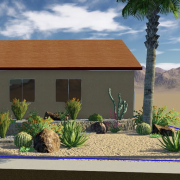 Backyard Living in Scottsdale with Desert Planters