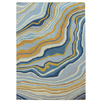 Hand Tufted Wool Area Rug Abstract Multicolor