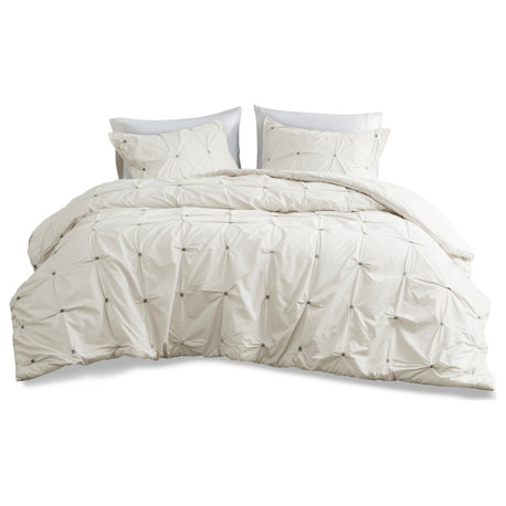 INK+IVY Percale Duvet Cover Set With Embroidery, King/California King