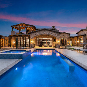 Resort-Style Pool and Spa with Desert Estate Views