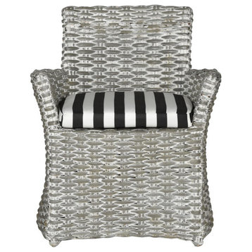 Laney Rattan Arm Chair Gray/Black/White