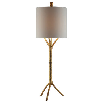 Metal Tree 1 Light Table Lamp, Gold Leaf