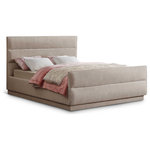 Meridian Furniture - Paxton Chenille Fabric Upholstered Bed, Beige, Full - Embrace the essence of cozy sophistication with the Paxton Chenille Fabric Bed, a haven designed to elevate your sleep experience and enhance your bedroom's aesthetics. The bed is adorned in a luxurious rich beige chenille fabric, its soft texture inviting you to sink into its warmth. The subtle sheen of the chenille adds a touch of elegance, creating a timeless look that complements various decors. The headboard features a classic horizontal channel tufted design, adding visual interest and dimension to the bed. This sophisticated detail exudes a touch of vintage charm, making the Paxton a perfect fit for both traditional and contemporary spaces.