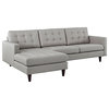 Empress Left-Facing Upholstered Fabric Sectional Sofa, Light Gray