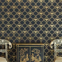 HONEY BEES-GOLD ON CHARCOAL - Wallpaper