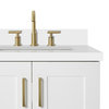 Ariel Taylor 37" Right Rectangle Sink Bath Vanity, White, 1.5" White Quartz