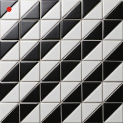 ANT Tile - 2��_ Matte Geometric Triangle Porcelain Bathroom Floor Tiles, White/Black - Mosaic Tile