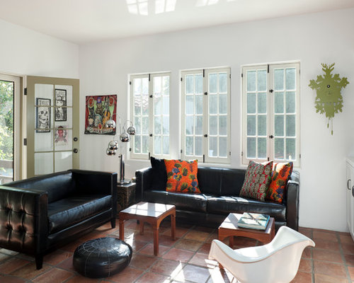 Wohnzimmer mit Terrakottaboden in Los Angeles Ideen, Design & Bilder