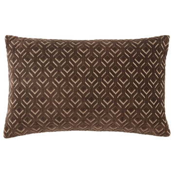 Jaipur Living Colinet Trellis Lumbar Pillow, Dark Taupe/Silver, Polyester Fill