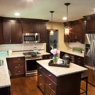 75 Beautiful Kitchen With Brown Cabinets And Granite Countertops ...