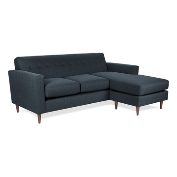 Julia Mid-century Modern Reversible Sectional in Navy Blue